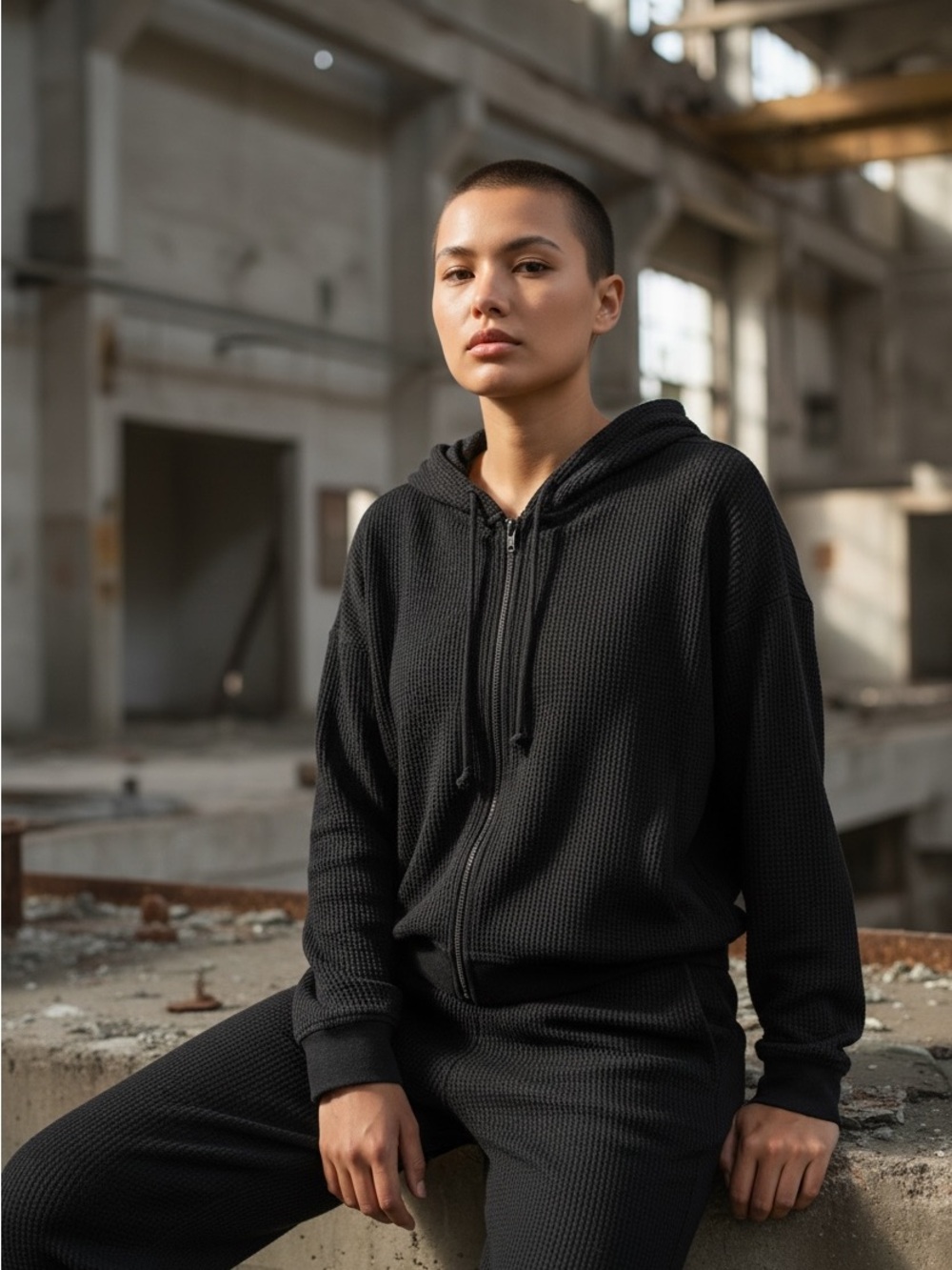 Yogalicious Black Zip-Up Hoodie Sweatshirt and pants set